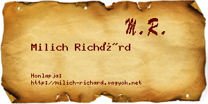Milich Richárd névjegykártya